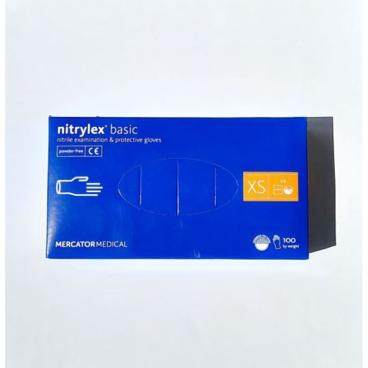 Перчатки нитриловые размер XS синие Mercator TM Nytrilex 100шт