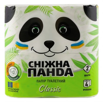 Туалетная бумага белая Снежная Панда 4 рулона 